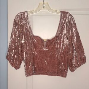 🍓6/$15🍓 Urban Outfitters Crushed Velvet Dusty Rose Top